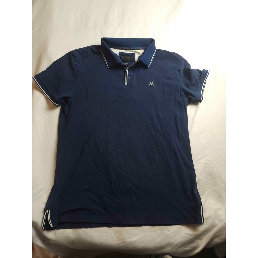 Marc Asher Polo Men L Blue Tipped Collar Short Sleeve Casual Athletic Golf Shirt
